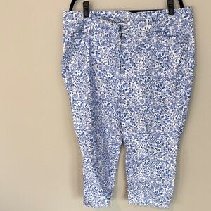 Lane Bryant White Pants with Blue Floral Print